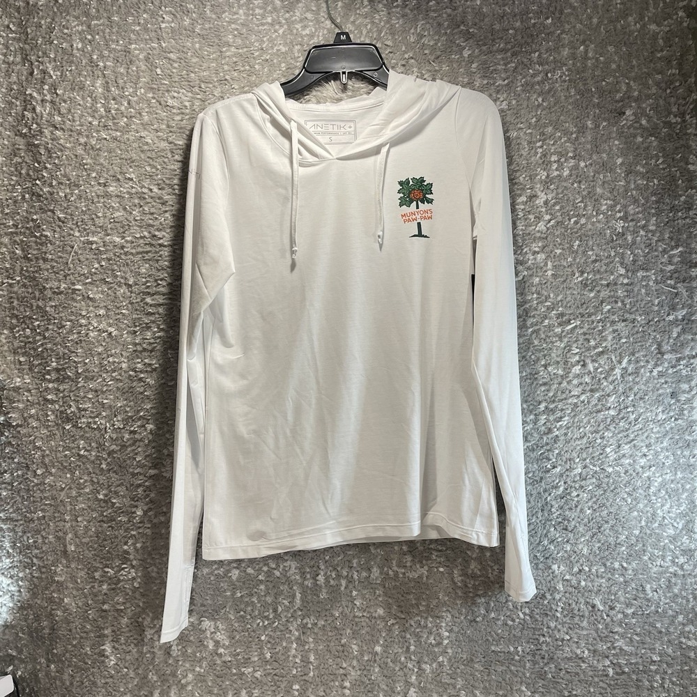 Anetik Hoodie Shirt Small White UPF 30+ Sun Tech Protection "There Is Hope" NWT